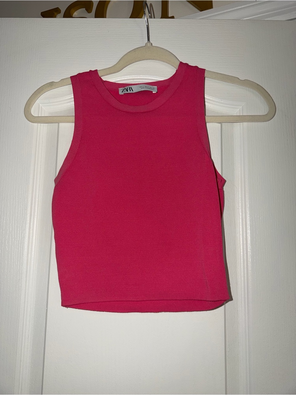 Zara Pink Sleeveless Crop Tank Top Size Small